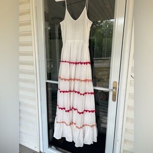 Anthropologie Carolina K White/Red Lined Maxi Marieta Dress ♥️ 🩷